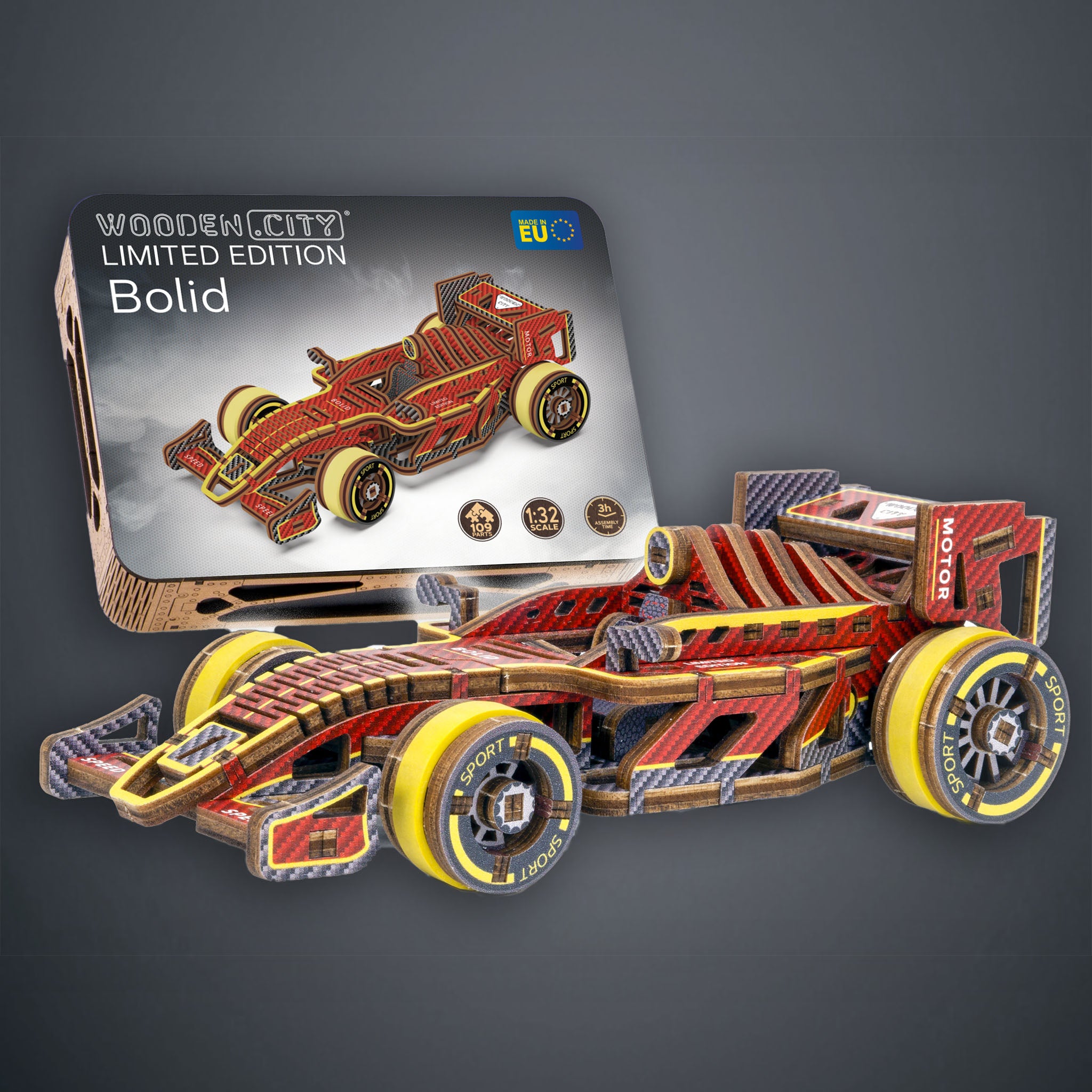 Wooden.City Bolid Car Model Kit 3D Wooden Puzzles - Wooden Models for Adults to Build and Paint It Yourself - Wooden 3D Puzzles for Adults - Model Car