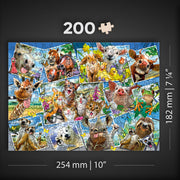 Wooden Jigsaw Puzzle Animal Postcards 200 pcs - Charming Animal-Themed Puzzle