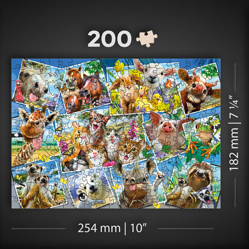 Wooden Jigsaw Puzzle Animal Postcards 200 Pieces - Charming Animal-Themed Puzzle