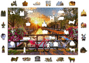 Wooden Jigsaw Puzzle Bicycles of Amsterdam - 505 pcs | Unique Wooden Puzzles with Double-Sided Figures