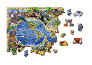 Wooden Jigsaw Puzzle "Animal Kingdom Map" 300 pcs Animal Unique Shaped Pieces For Kids & Adults Wooden.City