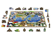 Wooden Jigsaw Puzzle "Animal Kingdom Map" 300 pcs Animal Unique Shaped Pieces For Kids & Adults Wooden.City