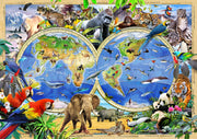 Wooden Jigsaw Puzzle: 🌍 Animal Kingdom Map – 505 pcs 🦓 Specifications: Wooden Puzzles with Double-Sided Figures
