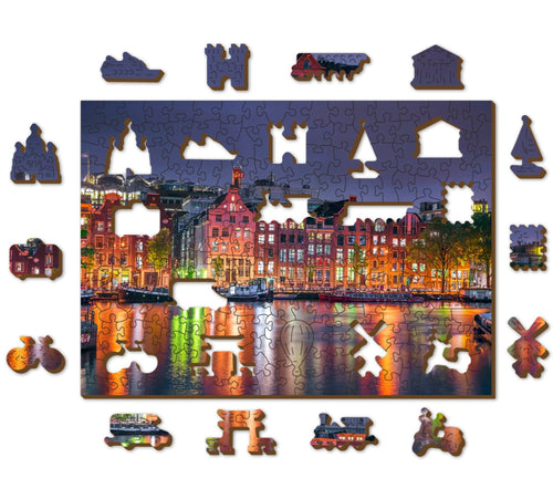 Wooden Jigsaw Puzzle Amsterdam by Night 200 pieces