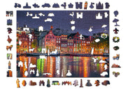 Wooden Jigsaw Puzzle Amsterdam by Night 600 pieces