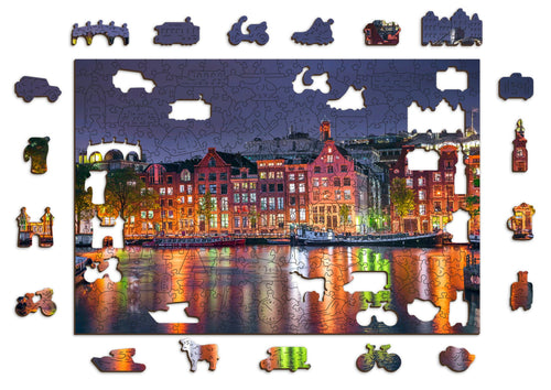 Wooden Jigsaw Puzzle Amsterdam by Night 300 pieces