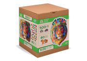 Mystic Lion Jigsaw Puzzle: Challenge Your Mind with a Unique Wooden Masterpiece Create a striking image of the king of the jungle with our wooden puzzle lion. This 505-piece jigsaw features a picture of a proud lion and his crown in rich and brilliant colors. Product Features: Mystic Lion – 505 pcs Wooden Puzzles with Double-Sided Figures Number of parts: 505, contains 80 parts with unique shapes Solving time: 360 minutes Assembled size: 375x254 mm Age limit: 12+ Perfect for a Gift