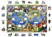 Wooden Jigsaw Puzzle "Animal Kingdom Map" 500 +5 pcs Animal Unique Shaped Pieces For Kids & Adults Wooden.CityWooden Jigsaw Puzzle: 🌍 Animal Kingdom Map – 505 pcs 🦓 Specifications: Wooden Puzzles with Double-Sided Figures Number of Parts: 505 (includes 50 unique shapes) Solving Time: Approximately 360 minutes Assembled Size: 375×254 mm