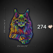 Wooden Jigsaw Puzzle "Rainbow Wildcat" 140 pcs Unique Gradient Animal Shaped Pieces Wood Mosaic Gifts Kids Adults