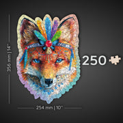 Wooden Jigsaw Puzzle "Mystic Fox" 250 pcs Unique Unusual Animal Shaped Pieces Mosaic Puzzle Gifts Kids Adults
