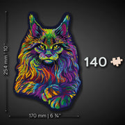 Wooden Jigsaw Puzzle "Rainbow Wildcat" 140 pcs Unique Gradient Animal Shaped Pieces Wood Mosaic Gifts Kids Adults
