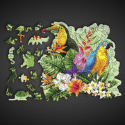Wooden Jigsaw Puzzle "Tropical Birds" Puzzles for Adults | Unique Puzzles | Family Gifts Unique Unusual Cool Shaped Pieces Mosaic Kids Adults