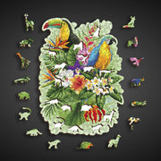 Wooden Jigsaw Puzzle "Tropical Birds" 300 pcs Unique Unusual Cool Shaped Pieces Mosaic Kids Adults Wooden.City