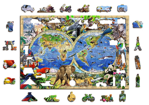 Wooden Jigsaw Puzzle Animal Kingdom Map 300 pieces