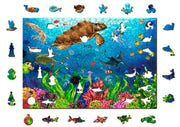 Wooden Jigsaw Puzzle "Diving Paradise" 400 pcs Colorful Sea Kids Adults Fish Ocean Unique Shapes Unusual Animal Pieces Wooden.City