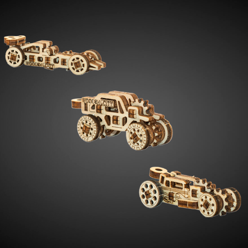 Keychain Race Cars Widgets - Wooden Mechanical Model