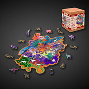 300 Piece Wooden Puzzle Jungle Wildlife - Unique Unusual Jigsaw Puzzles With Animal Shaped Pieces - Challenging Mosaic Puzzle for Kids & Adults - Amazing Jigsaw Puzzles